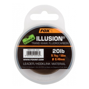 Fox International Edges Illusion Flurocarbon Leader x 50m 0.50mm / 30lb / 13.64kg - trans khaki