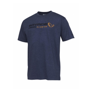 Savage Gear Tričko Signature Logo T-Shirt Blue Melange vel. L