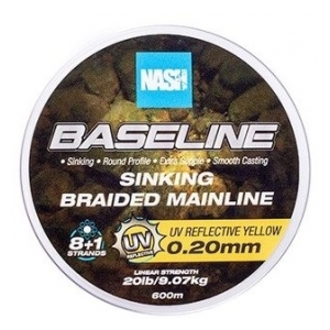 Nash Splétaná šňůra BASELINE SINKING BRAID UV YELLOW  0.20 mm 600 m