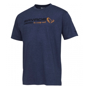 Savage Gear   Tričko Signature Logo T-Shirt Blue Melange vel. XXL