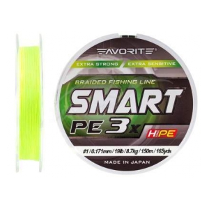 Favorite Šňůra PE Line  Smart PE 3x 150м (fl.yellow) #0.5/0.117mm 9lb/4.1kg