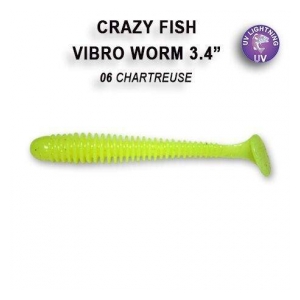 Crazy Fish Gumová nástraha Vibro Worm 8,5cm barva 6 Chartreuse Floating