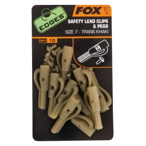 Fox International Edges Size 10 Slik Lead Clip + Pegs - trans khaki