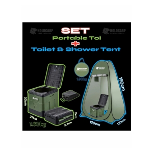 Holdcarp Akční set - kempingová přenosná skládací toaleta Portable Toi + samorozkládací toaletní a sprchovací stan