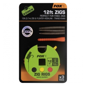 Fox International Návazec Zig Rigs 12 FT 3.7m 12lb vel.8 - 3ks