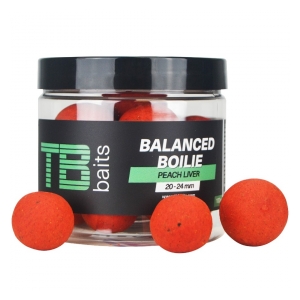 TB BAITS Vyvážené Boilie Balanced + Atraktor Peach Liver 100 g 20-24 mm